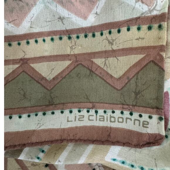 Vintage Liz Claiborne pastel Southwestern abstract print long scarf 10x52" - Picture 6 of 7